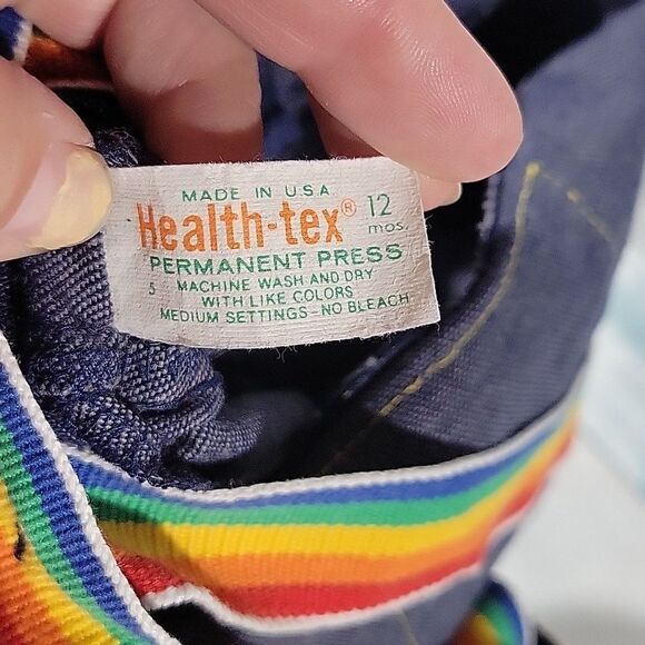 Vintage Health-Tex Rainbow & Denim Overalls sz 12 mo - Picture 5 of 5
